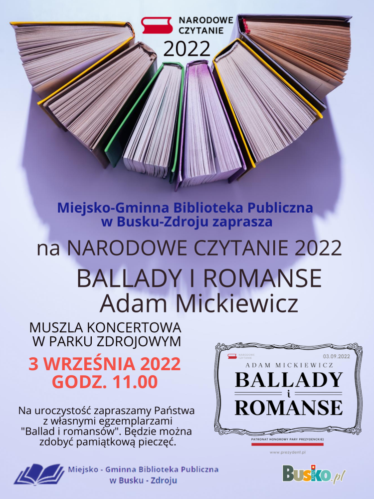 Narodowe Czytanie 2022 – „Ballady i romanse” Adam Mickiewicz