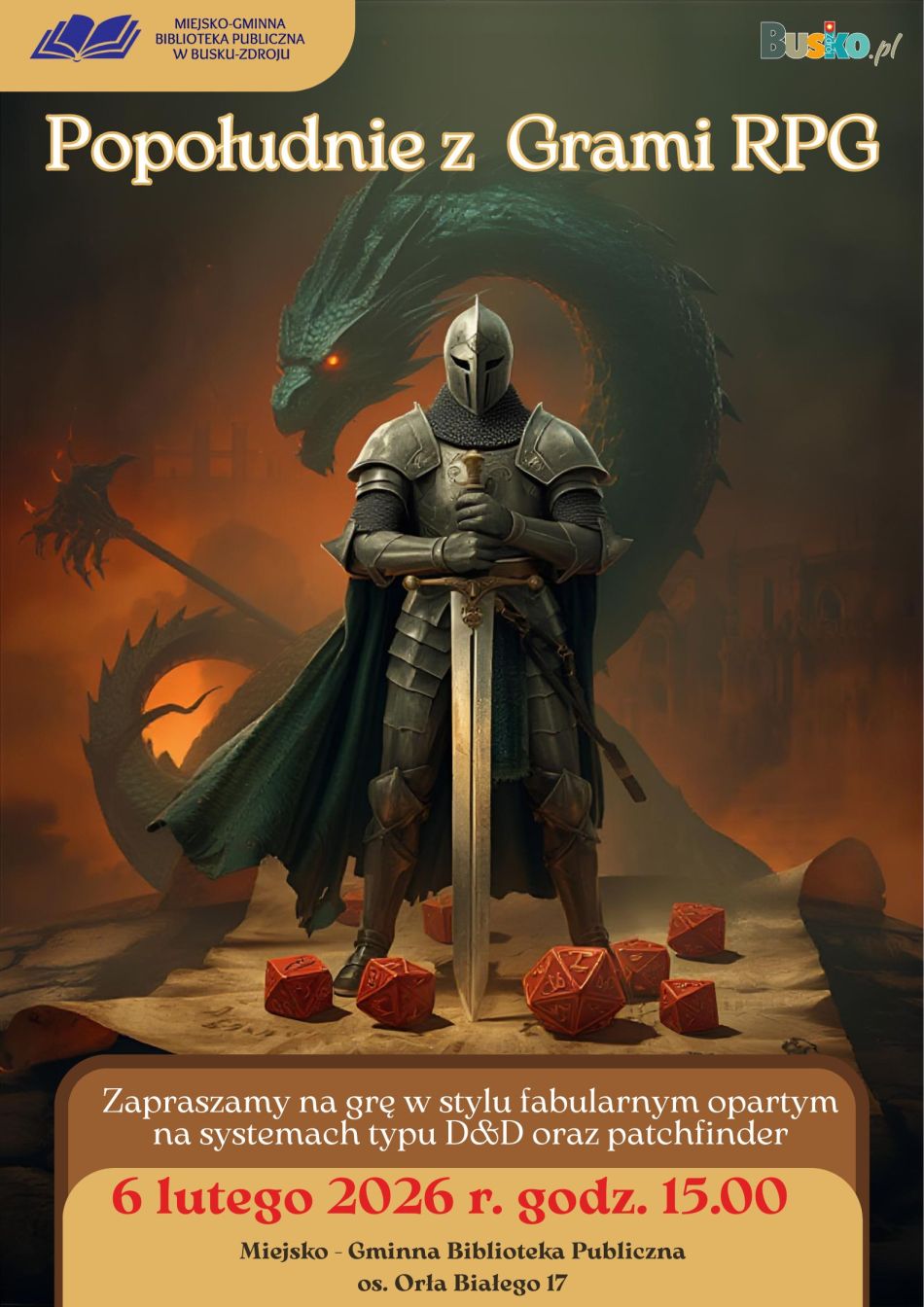 Plakat zapraszający na spotkanie oraz gry RPG